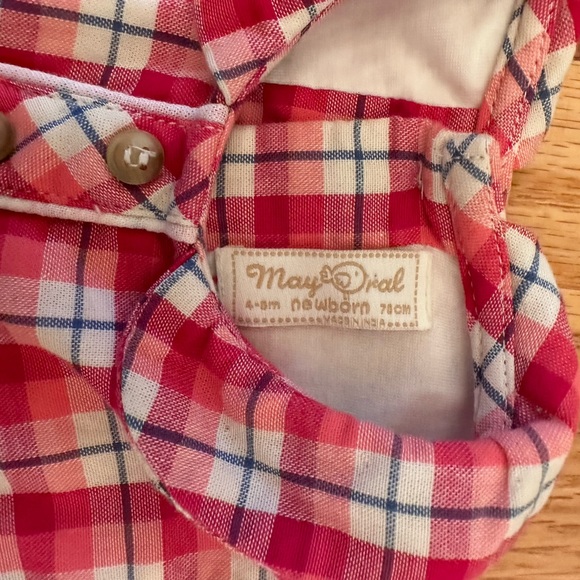 Mayoral Red White & Navy Blue Plaid Dress Tunic Size 6m Peter Pan Collar - Picture 3 of 7